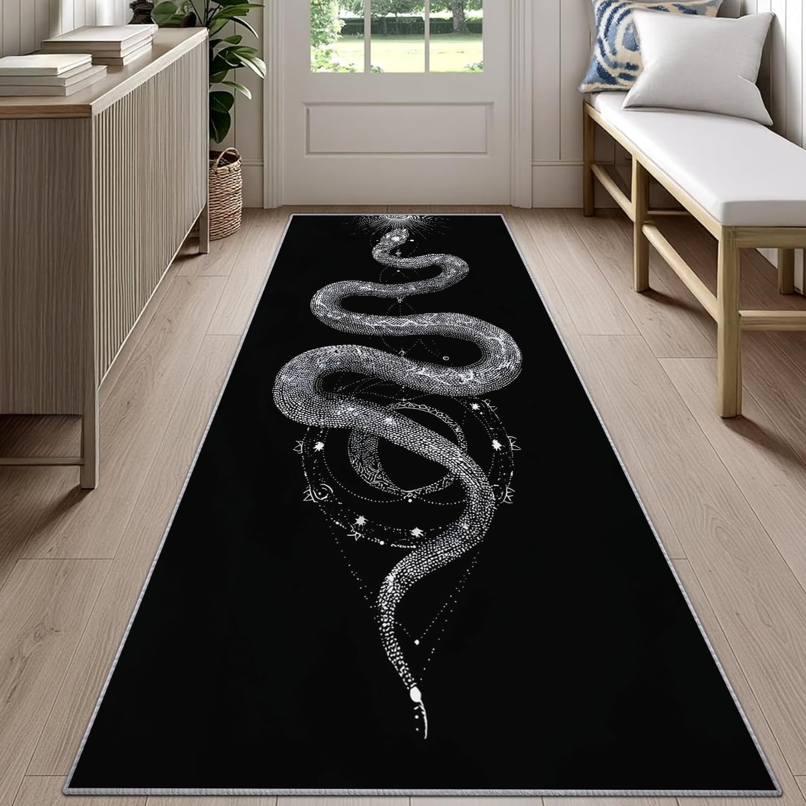 Commercial Kitchen Background - Snake Print Runner Rug Black Background