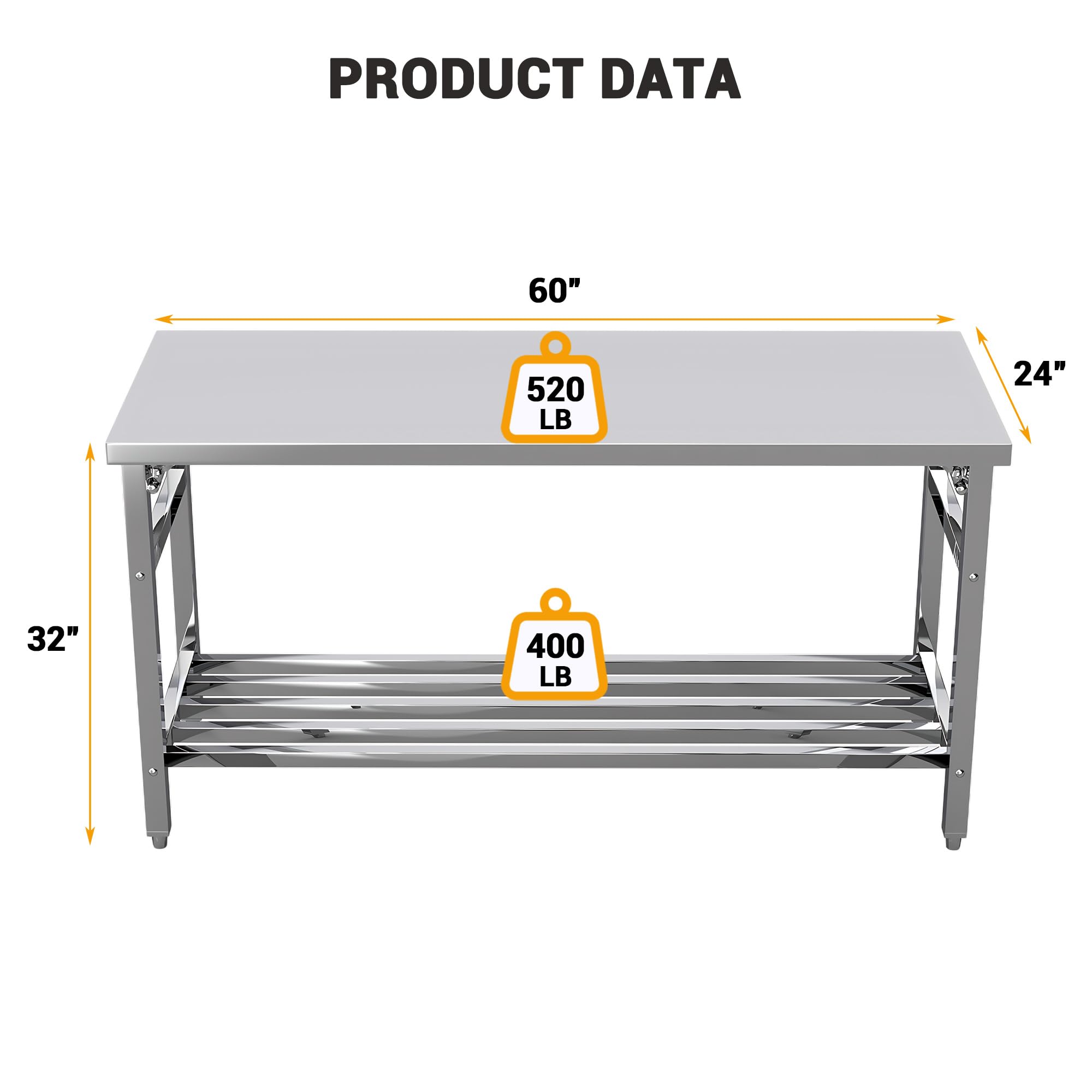 60*24 Inch Stainless Steel Pre - đánh giá và giá Commercial Kitchen Bench