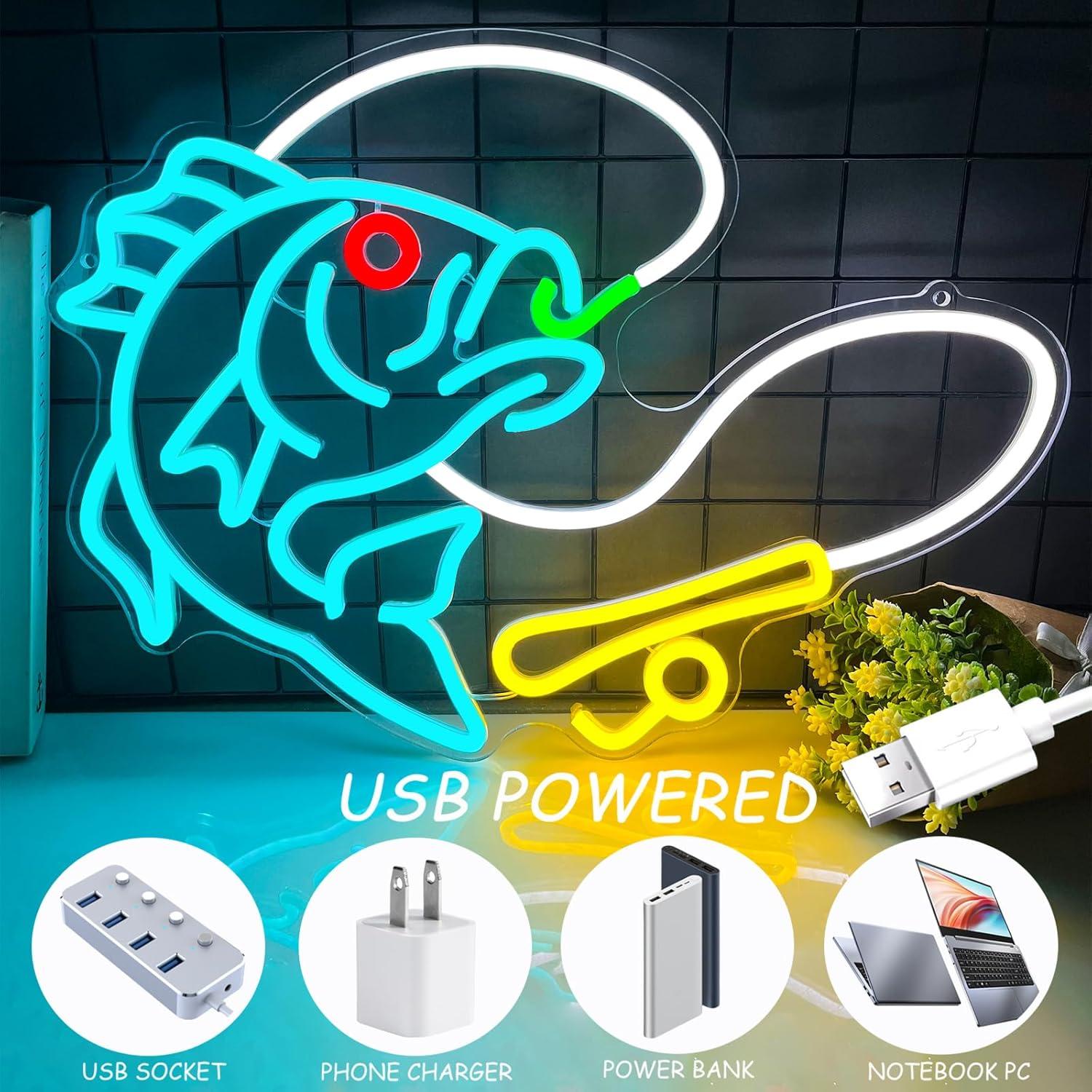 Fishing Neon Sign USB Dimmable - đánh giá và giá Commercial Kitchen Store