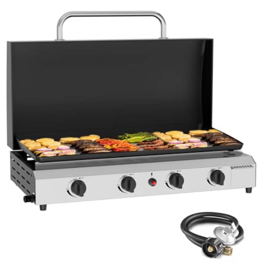 4 Burner Gas Griddle with Lid- - đánh giá và giá Electric Griddle Flat Top