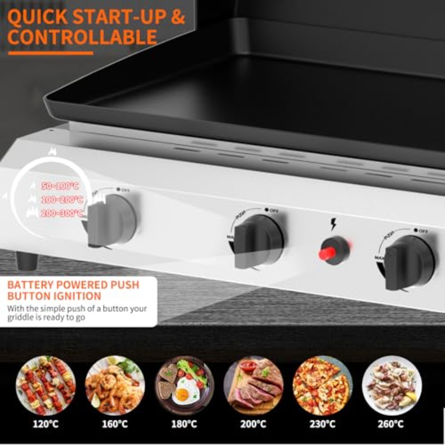 4 Burner Gas Griddle with Lid- - đánh giá và giá Electric Griddle Flat Top