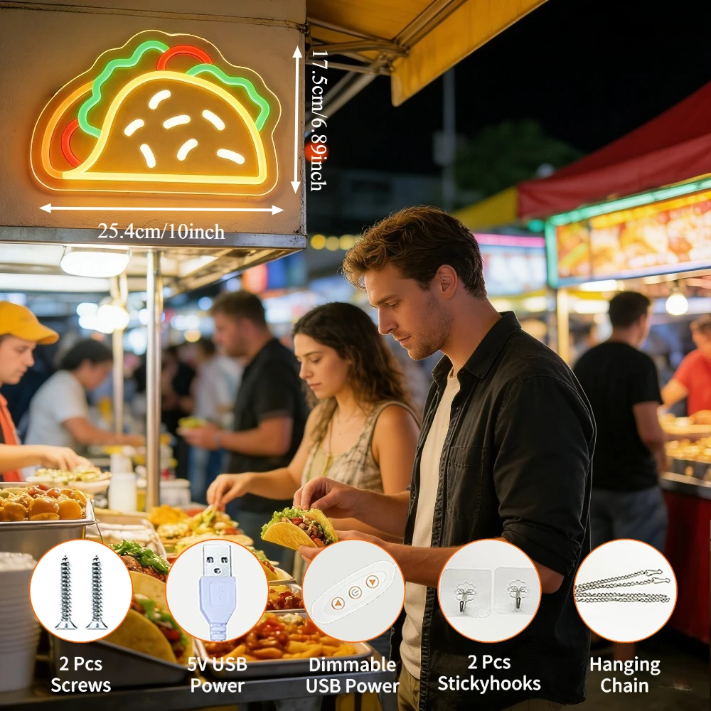 Taco Neon Sign LED USB Dimmabl - đánh giá và giá Commercial Kitchen Store